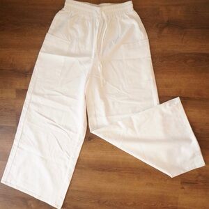 White Linen Wide Leg Pant Size US 0